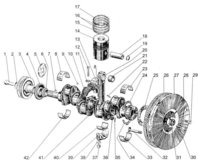 Krukas, zuiger, vliegwiel delen 1004/1005